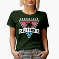 thumbnail image 1 of Long Beach California with a Palm Tree, Military Green T-Shirt, Small, 1 of 5