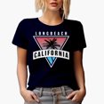 thumbnail image 1 of Long Beach California with a Palm Tree, Navy Blue T-Shirt, XL, 1 of 5