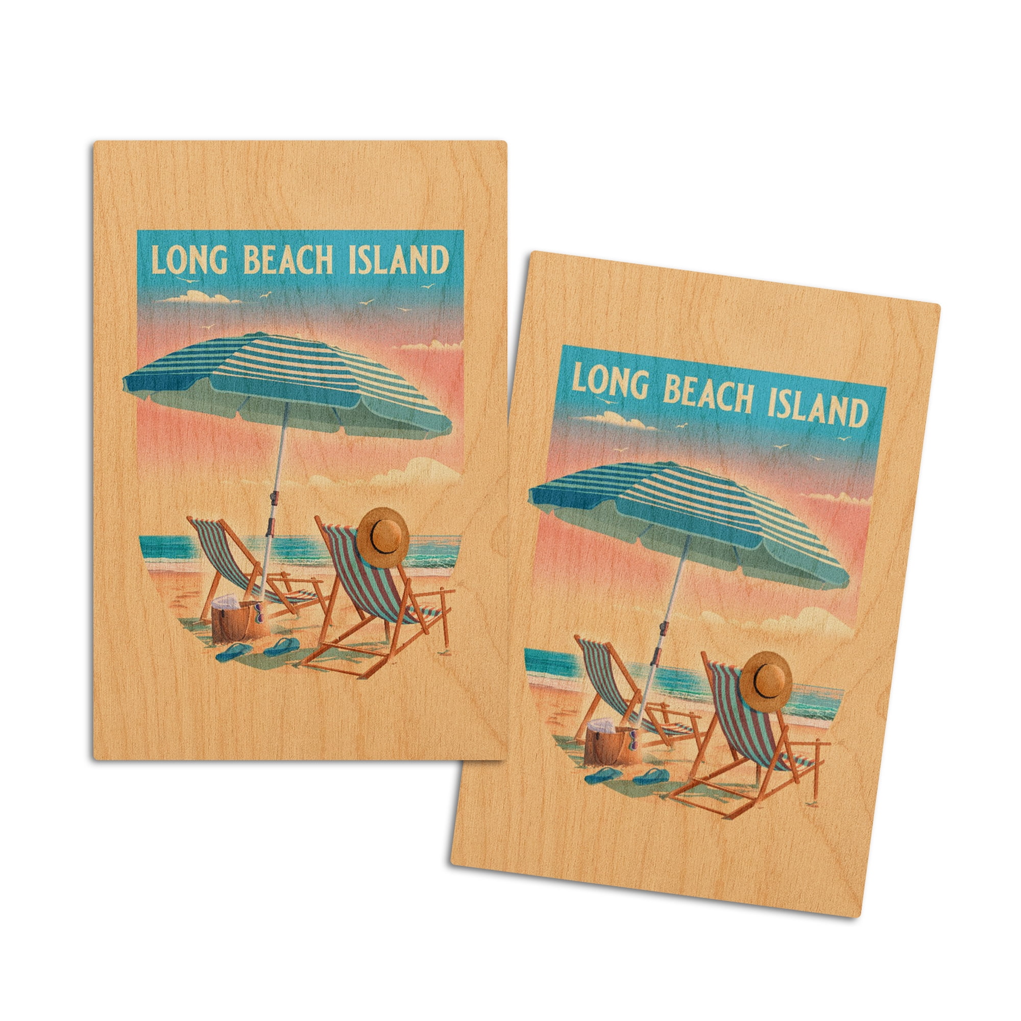 Long Beach Island, New Jersey, Beach Umbrella and Chair, Contour (4x6