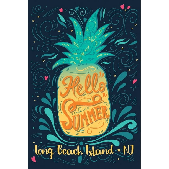 Long Beach Island, New Jersey, Hello Summer, Pineapple (24x36 Giclee Gallery Art Print, Vivid Textured Wall Decor)