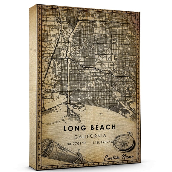 Long Beach Map Poster, California Map Art Poster, Canvas, Long Beach Map City style Watercolor art Poster, Long Beach Map Canvas - 89AZ1368