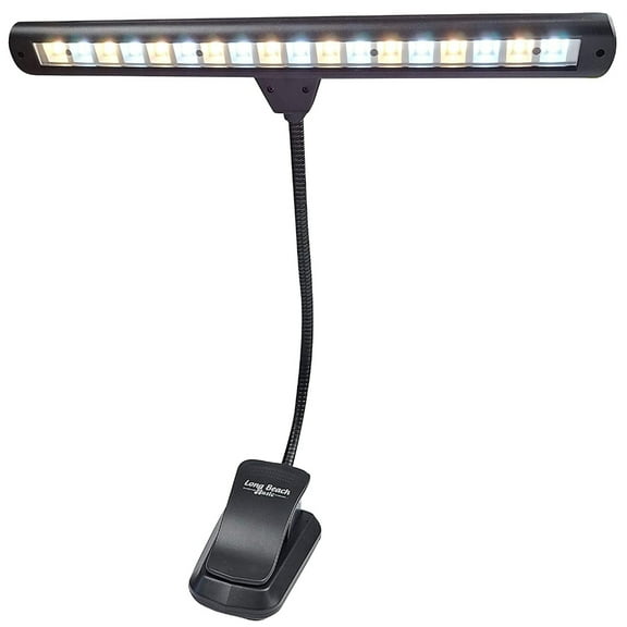 Long Beach Music Extra Wide Clip-on Music Stand Light, 18 LED, Rechargeable, Piano, Desk, Reading