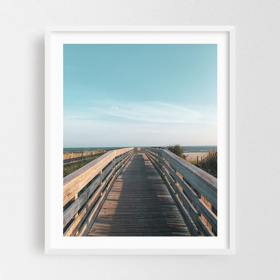 Long Beach Path - Long Beach New York Photography Beach Coast Nature Ocean Minimalist Scenic Landscape White Framed Wall Art Print 18 x 24 inches