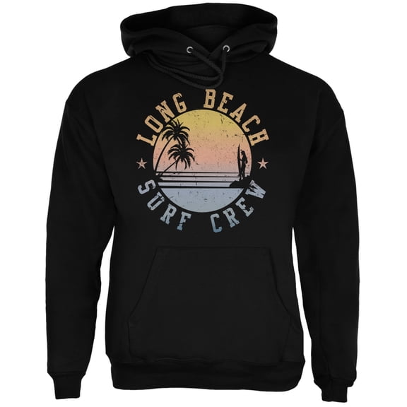 Long Beach Surf Crew Black Adult Hoodie - Medium