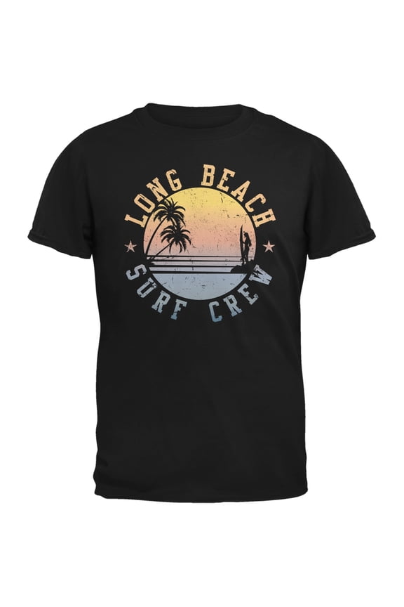 Long Beach Surf Crew Black Adult T-Shirt - Large