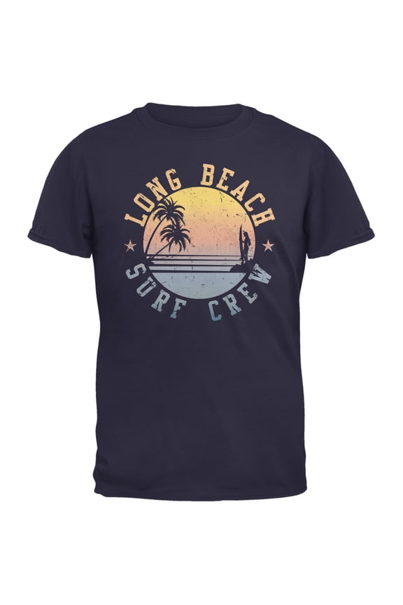 Long Beach Surf Crew Navy Adult T-Shirt - X-Large