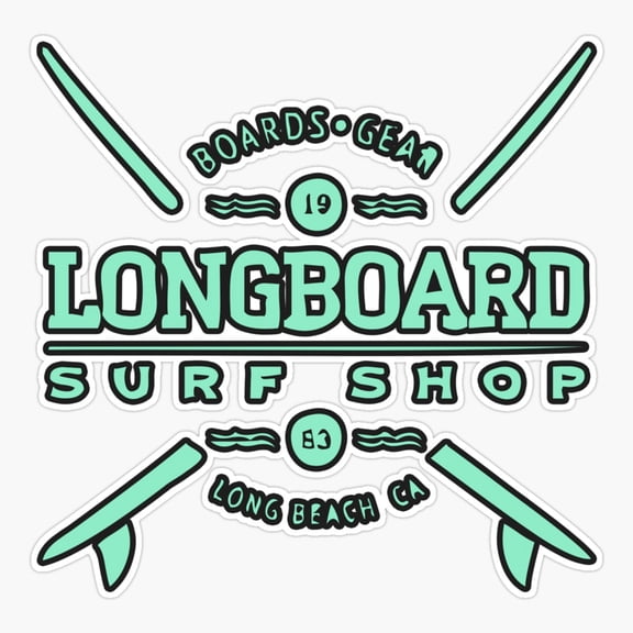 Long Beach Surf Shop Print Ocean Sports Sticker
