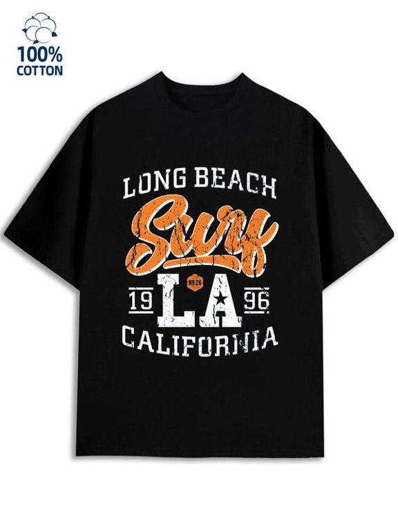 Surf LA Tee men Los Angeles 180G 100% Cotton black usa graphics Casual Unisex Shirt Graphic Tee tshirts Vintage Unisex Shirt Printed tshirts Unique Design Unisex Shirt Graphic tshirts