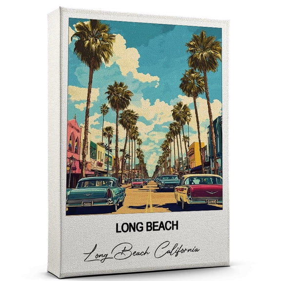 Long Beach Travel Art Canvas – Modern Wall Art Inspired by Long Beach California Canvas – Great Gift for Travel Lovers – Ready to Hang