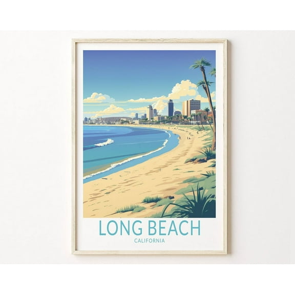 Long Beach Travel Print, California Long Beach Poster, Travel Wall Art, Long Beach Coastal, California Travel Gift Wall Decor Wall Art, Modern Wall Decor, 12x18 UNFRAMED