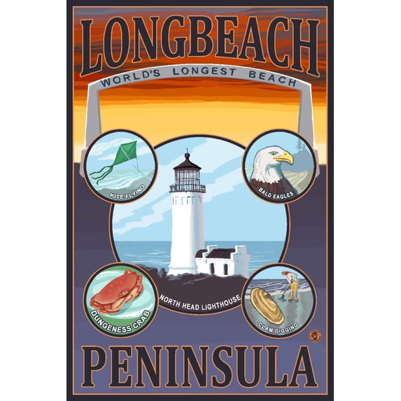 Long Beach, Washington Travel Poster (24x36 Giclee Gallery Art Print, Vivid Textured Wall Decor)