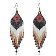 thumbnail image 1 of Long Bead Tassel Earrings - Boho Colored beads Handmade bead Tassel earrings - Style:Style1;, 1 of 5
