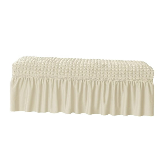 Long Bench Cover Seersucker Bench Cover Soft Removable with Skirt Piano Bench Cushion Cover Rectangle Stool Covers for Hotel Kitchen Bedroom Beige