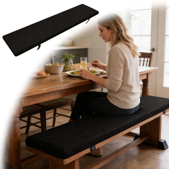 Long Bench Cushion 80x40x5cm - Linen Foam Padded Seat Cushion with Non- Straps, Comfortable Rectangular Bench Pad for Dining Room, Entryway & Garden Chairs