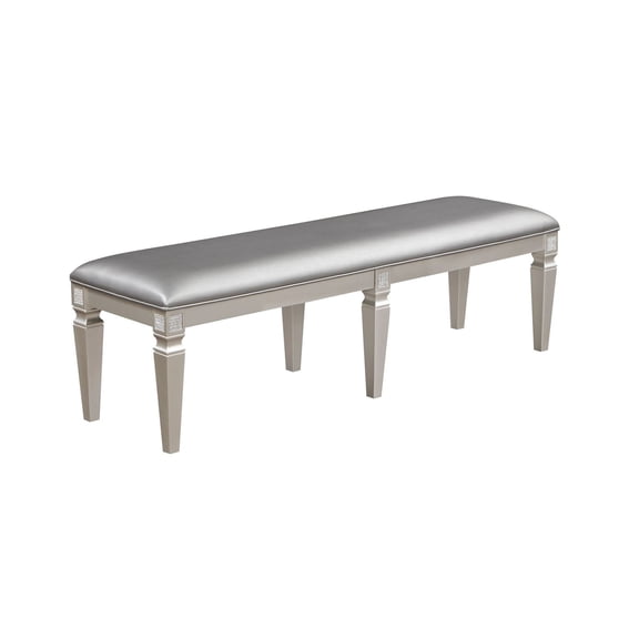 Long Bench Upholstered, Glam Bedroom Bench Silver Gray, Sparkling Embellishments Dining Bench 60 Inch, Modern Living Room Furniture