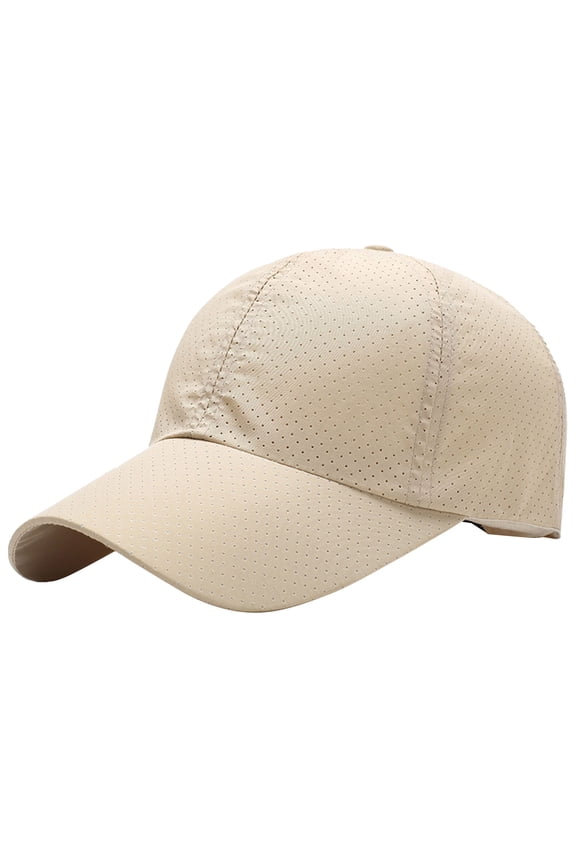 Long Bill Quick Dry Unisex Baseball Cap, Adjustable Breathable Mesh Snapback Sun Hat, Cool Soft Sports Headwear, Lightweight Visor Cap for Summer Golf, Running, Workout and All Outdoor Sports,Khaki
