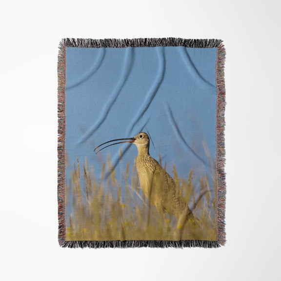 Long Billed Curlew Bird, Rocky Mountain, Montana - Us27 Cha1820 - Chuck Haney, Woven Blanket
