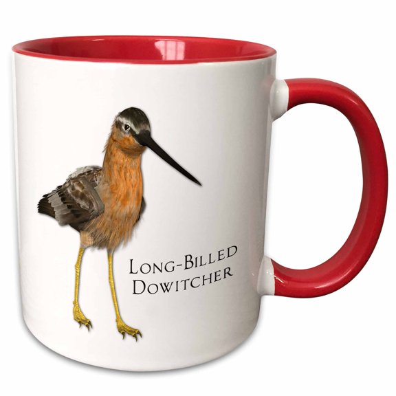 3drose, Long-billed Dowitcher Shorebird, 11oz Two-tone Red Mug