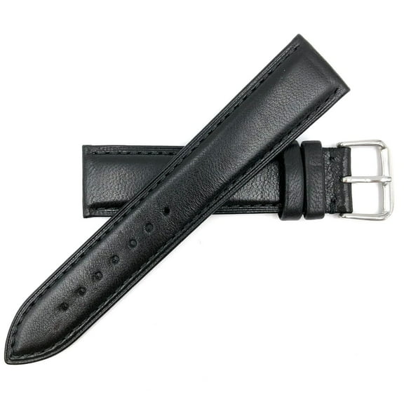 Long Black Smooth Stitched Leather Band