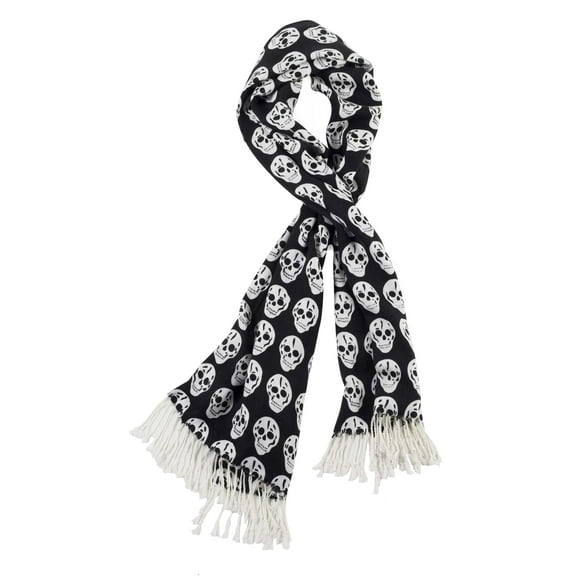 Long Black and White Skull Shawl by Ganz
