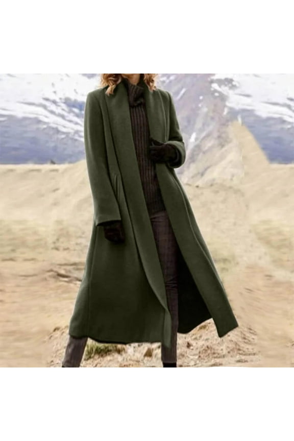 Long Blazers for Women Fall Trench Coats Flowy Parkas Notched Collar Overcoats for Cold Weather