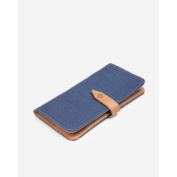 Long Blue Women’s Wallet | Performance Fabric & Leather Purse | Gift for Her