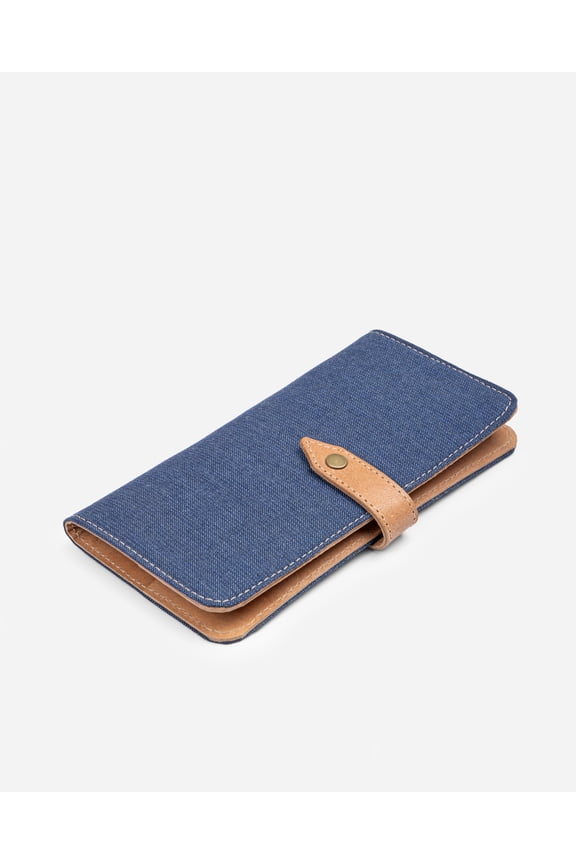 Long Blue Womens Wallet | Performance Fabric & Leather Purse | Gift for Her