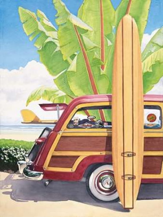 Long Board and Car Canvas Art - Evelyn Jenkins Drew (22 x 28)