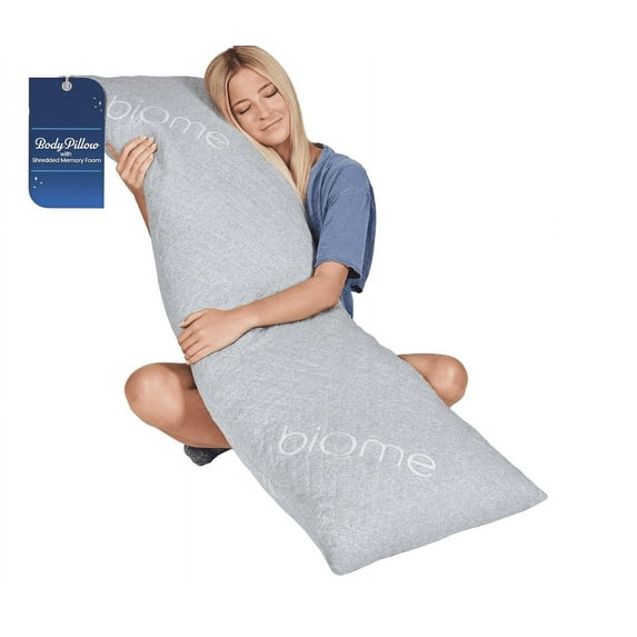 Long Body Pillow for Adults - Big 20x54 Pregnancy Pillows w/Shredded Memory Foam & Cooling Pillow Cover - Cuddle Firm Maternity Side Sleeper Pillow Insert to Hug for Bed - Grayy