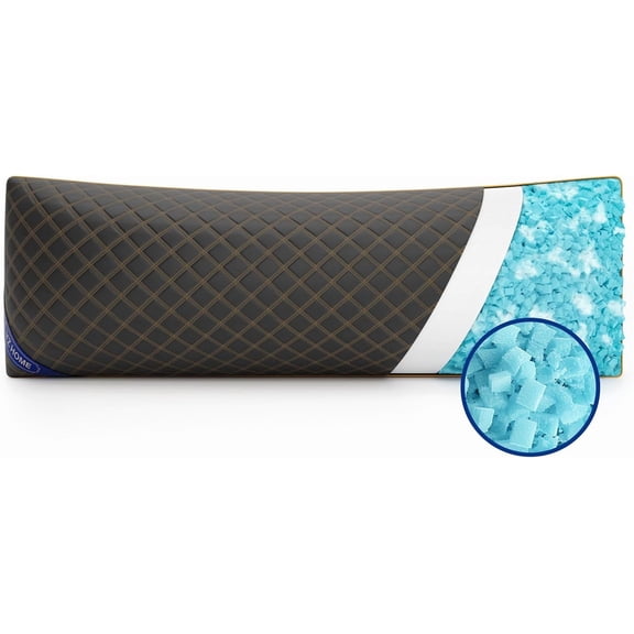 Long Body Pillow for Adults - Firm Insert with Shredded Blue Memory Foam, Adjustable Height, Soft Support Side Sleeping, Pregnant Women, Washable (20x54 Inch, Grey)