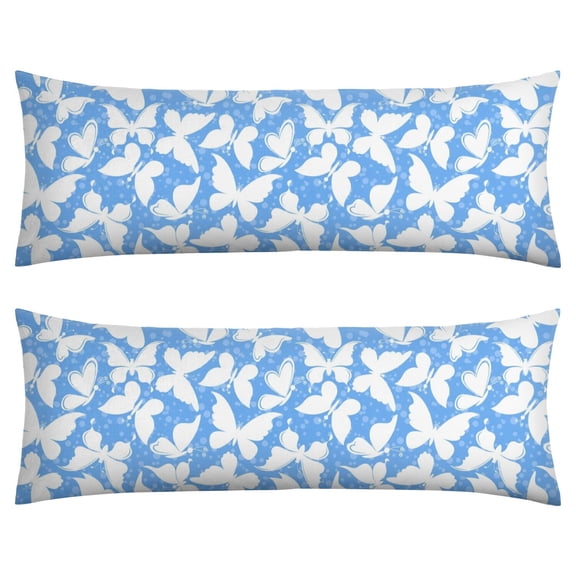 Long Body Pillow Case 20x54 - Fantasy Butterfly and Floral Print - Invisible Zipper Closure - Supports Back/Hip/Knee Comfort