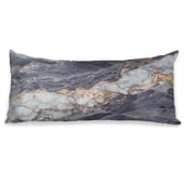 Long Body Pillow Cover 20x54 in, Gilded Grey Marble Print, Hidden Zipper Body Pillowcase