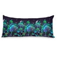 thumbnail image 1 of Long Body Pillow Cover/Case with Hidden Zipper, Glowing Blue & Green Mushroom Pattern Printed, 20x54 inches, 1 of 7