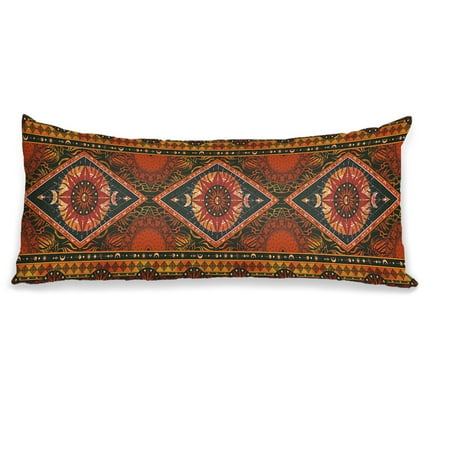 Long Body Pillow Cover/Case with Hidden Zipper, Red Celestial Pattern Printed, 20x54 inches