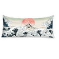 thumbnail image 1 of Long Body Pillow Cover/Case with Hidden Zipper, Waves and Sunset Ukiyo-e Pattern Printed, 20x54 inches, 1 of 7