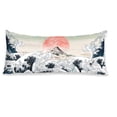 thumbnail image 1 of Long Body Pillow Cover 20x54 in, Waves & Sunset Ukiyo-e Print, Hidden Zipper Body Pillowcase, 1 of 7