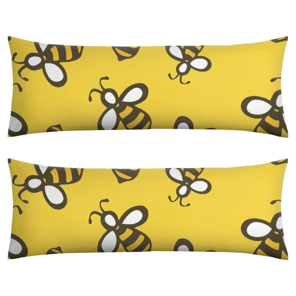 Long Body Pillow Cover - Soft & Breathable, Hidden Zipper, 20"x54", Cute Bee & Honeycomb Print - Perfect Gift for Bee Lovers, Side Sleepers, Pregnancy Support, Nature-Themed Decor