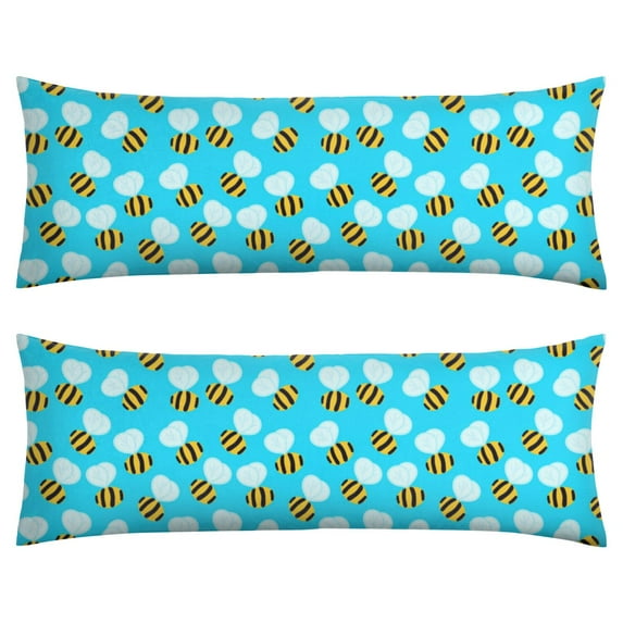 Long Body Pillow Cover - Soft & Breathable, Hidden Zipper, 20"x54", Cute Bee & Honeycomb Print - Perfect Gift for Bee Lovers, Side Sleepers, Pregnancy Support, Nature-Themed Decor