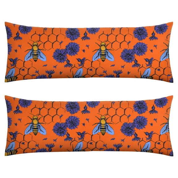 Long Body Pillow Cover - Soft & Breathable, Hidden Zipper, 20"x54", Cute Bee & Honeycomb Print - Perfect Gift for Bee Lovers, Side Sleepers, Pregnancy Support, Nature-Themed Decor