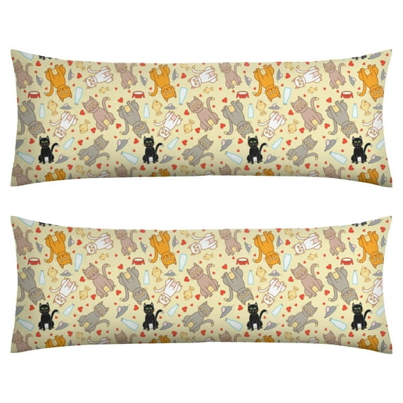 Long Body Pillow Cover – Soft & Breathable, Hidden Zipper, 20"x54", Cute Cat & Paw Print – Perfect Gift for Cat Lovers, Side Sleepers, Pregnancy Support, Pet-Themed Decor