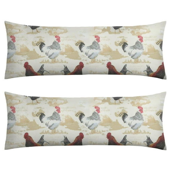 Long Body Pillow Cover - Soft & Breathable, Hidden Zipper, 20"x54", Cute Farm Eggs & Chickens Print - Perfect Gift for Farmhouse Lovers, Side Sleepers, Rustic Home Decor