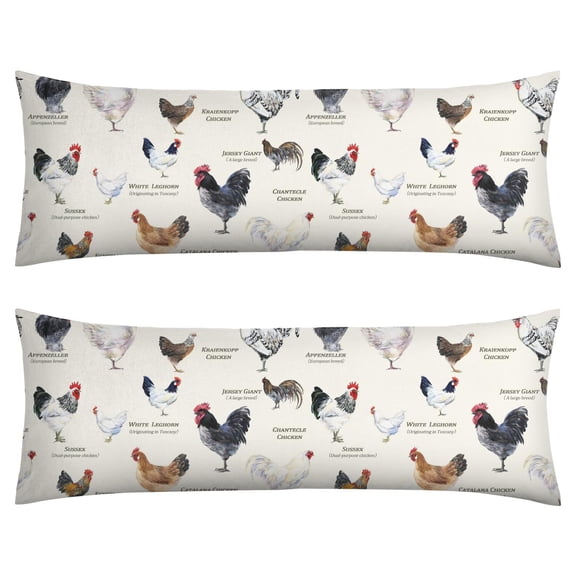 Long Body Pillow Cover - Soft & Breathable, Hidden Zipper, 20"x54", Cute Farm Eggs & Chickens Print - Perfect Gift for Farmhouse Lovers, Side Sleepers, Rustic Home Decor