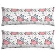 thumbnail image 1 of Long Body Pillow Cover - Soft & Breathable, Hidden Zipper, 20"x54", Cute Pig & Floral Watercolor Print - Perfect Gift for Animal Lovers, Farmhouse Decor, Side Sleepers, 1 of 7