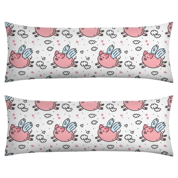Long Body Pillow Cover - Soft & Breathable, Hidden Zipper, 20"x54", Cute Pig & Floral Watercolor Print - Perfect Gift for Animal Lovers, Farmhouse Decor, Side Sleepers