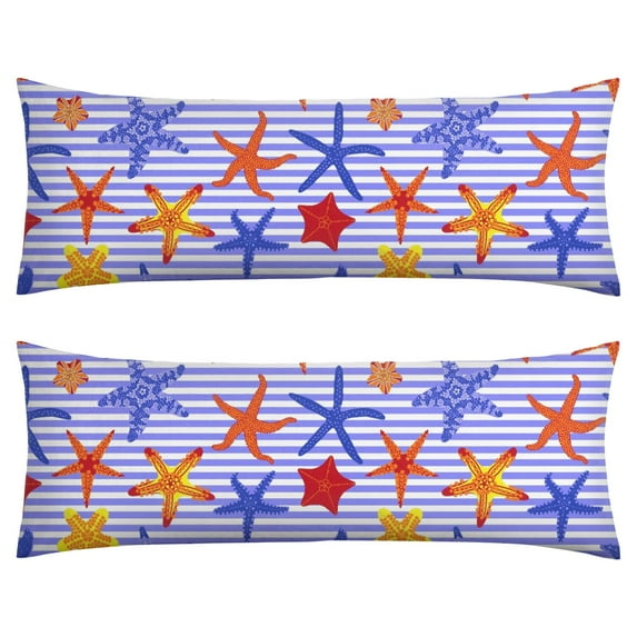 Long Body Pillow Cover – Soft & Breathable, Hidden Zipper, 20"x54", Ocean Theme with Starfish, Seahorse & Coral Print – Gift for Side Sleepers, Pregnancy, Beach & Nautical Decor