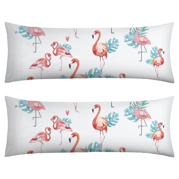 Long Body Pillow Cover - Soft & Breathable, Hidden Zipper, 20"x54", Tropical Flamingo & Floral Print - Perfect Gift for Beach Lovers, Side Sleepers, Summer Home Decor