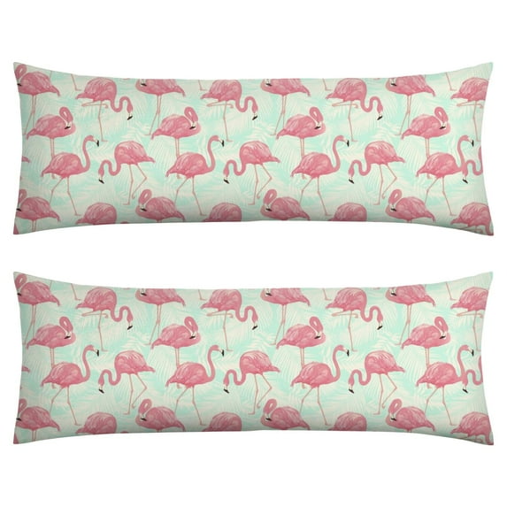 Long Body Pillow Cover - Soft & Breathable, Hidden Zipper, 20"x54", Tropical Flamingo & Floral Print - Perfect Gift for Beach Lovers, Side Sleepers, Summer Home Decor