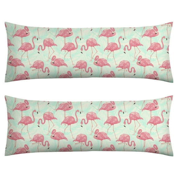 Long Body Pillow Cover - Soft & Breathable, Hidden Zipper, 20"x54", Tropical Flamingo & Floral Print - Perfect Gift for Beach Lovers, Side Sleepers, Summer Home Decor
