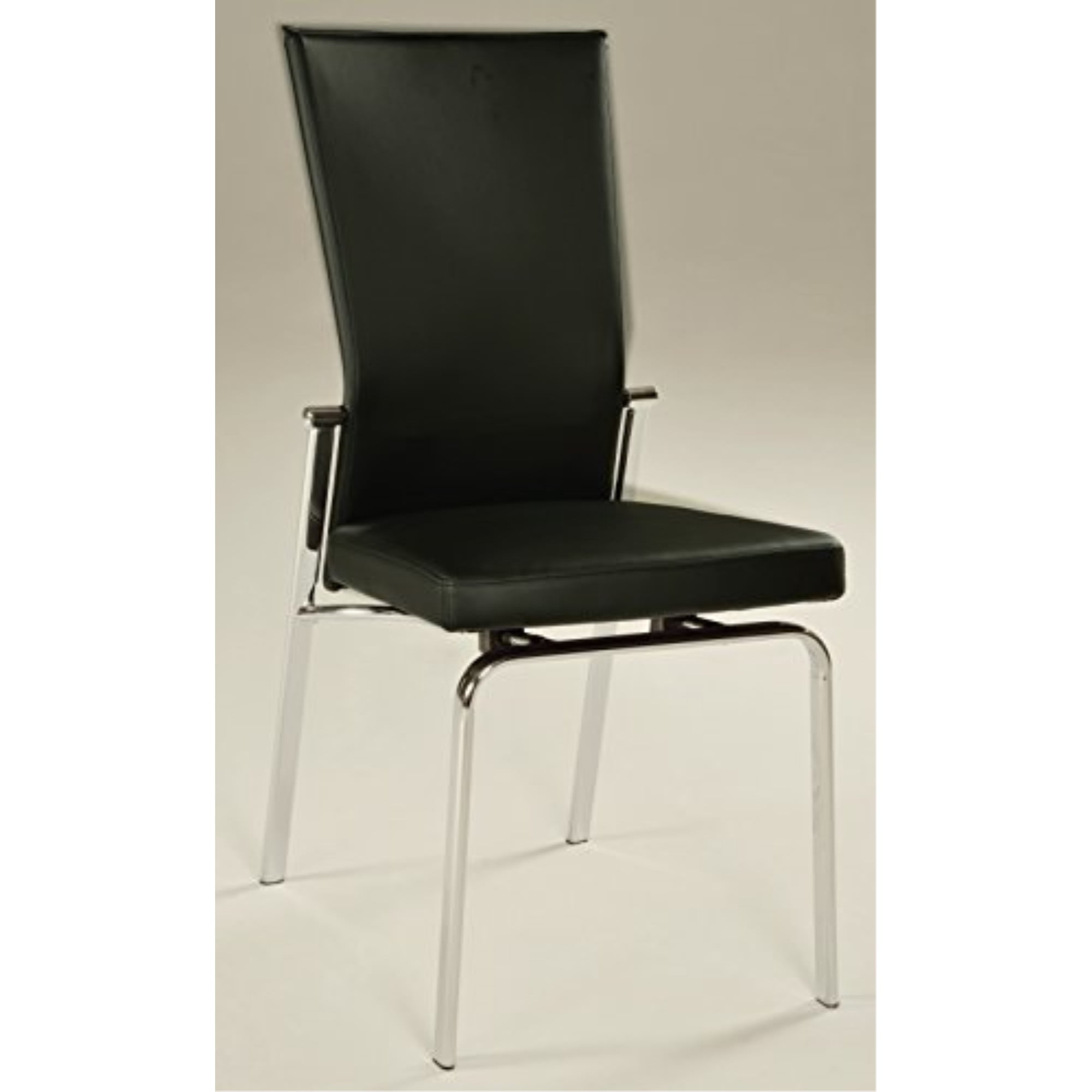 Contemporary Black Leather Upholstered Motion-Back Side Chair Set