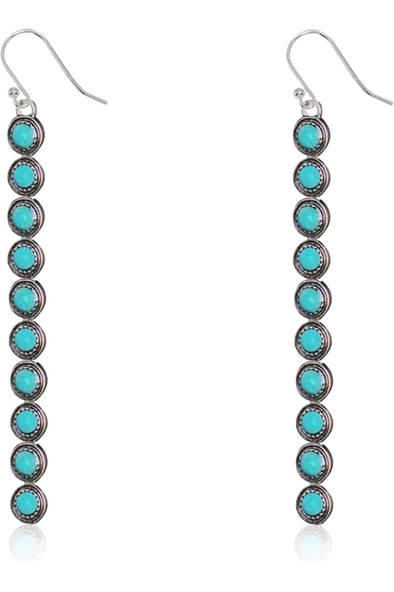 Long Bohemian Turquoise Dangle Earrings for Women Western Vintage Turquoise Drop Earrings Fashion Holiday Jewelry